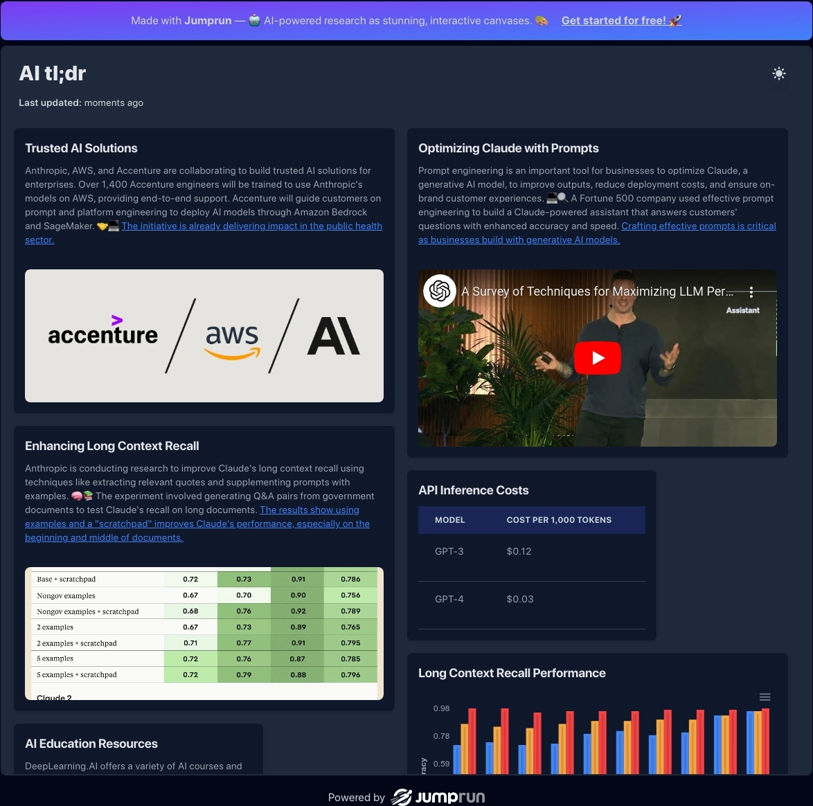 Stay up-to-date with the latest AI developments, including Anthropic's research on improving Claude's long context recall, OpenAI's enhancements to fine-tuning and custom models, and educational...